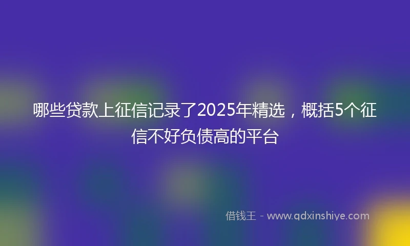 哪些贷款上征信记录了2025年精选，概括5个征信不好负债高的平台