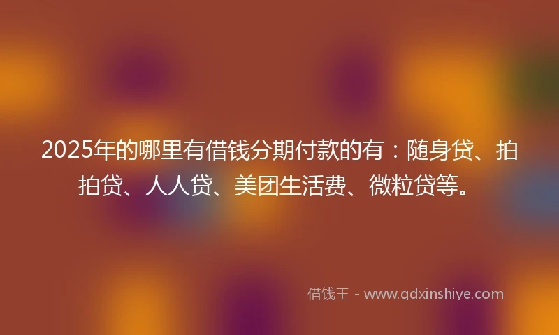 2025年的哪里有借钱分期付款的有：随身贷、拍拍贷、人人贷、美团生活费、微粒贷等。