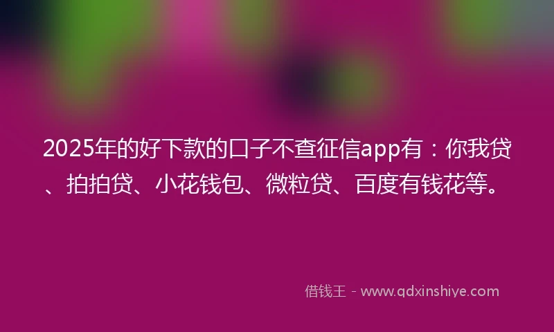 2025年的好下款的口子不查征信app有：你我贷、拍拍贷、小花钱包、微粒贷、百度有钱花等。