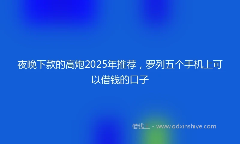 夜晚下款的高炮2025年推荐，罗列五个手机上可以借钱的口子