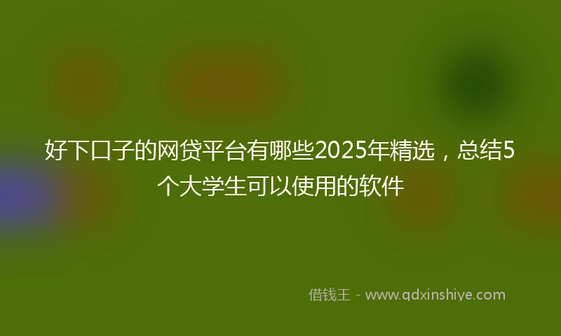 好下口子的网贷平台有哪些2025年精选，总结5个大学生可以使用的软件