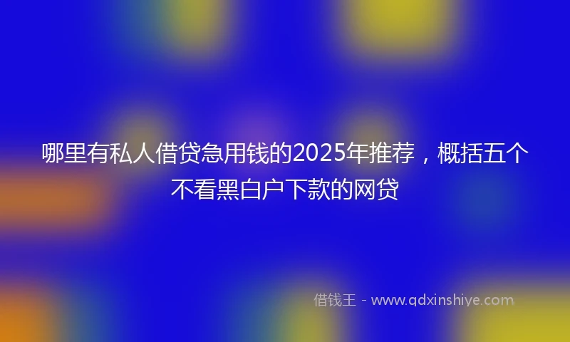 哪里有私人借贷急用钱的2025年推荐，概括五个不看黑白户下款的网贷