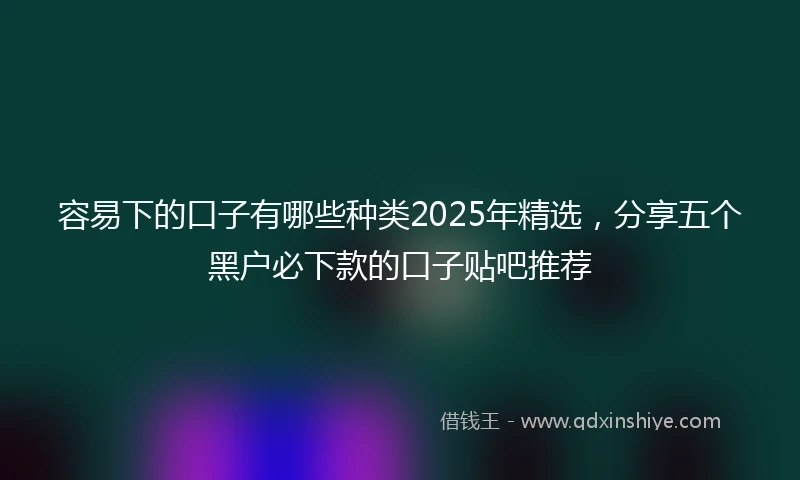 容易下的口子有哪些种类2025年精选，分享五个黑户必下款的口子贴吧推荐