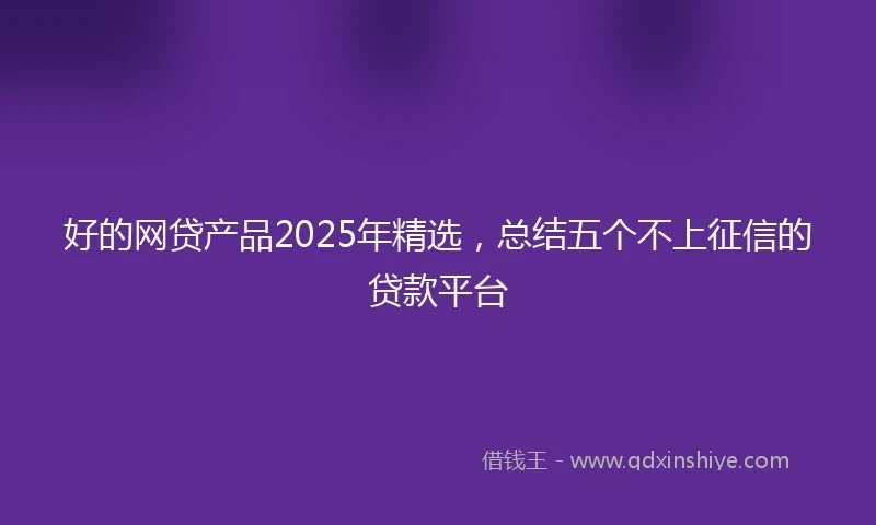 好的网贷产品2025年精选，总结五个不上征信的贷款平台