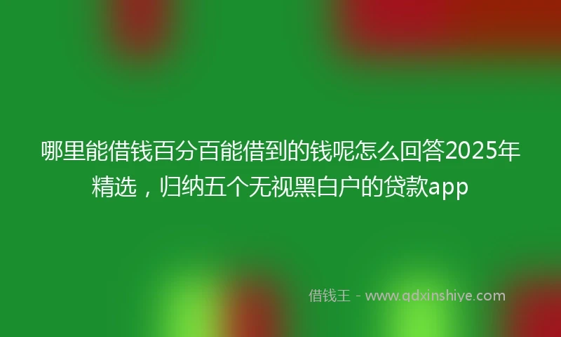 哪里能借钱百分百能借到的钱呢怎么回答2025年精选，归纳五个无视黑白户的贷款app
