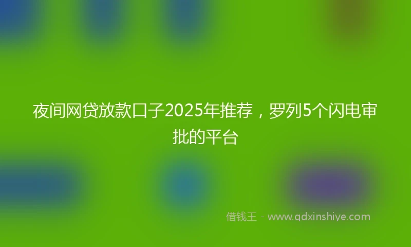 夜间网贷放款口子2025年推荐，罗列5个闪电审批的平台