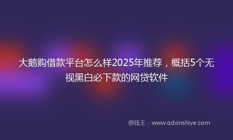 大鹅购借款平台怎么样2025年推荐，概括5个无视黑白必下款的网贷软件