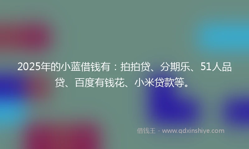 2025年的小蓝借钱有：拍拍贷、分期乐、51人品贷、百度有钱花、小米贷款等。