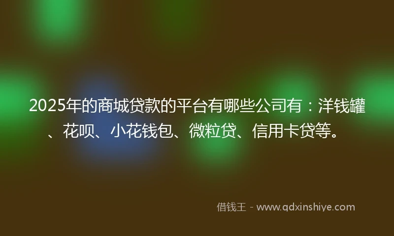 2025年的商城贷款的平台有哪些公司有：洋钱罐、花呗、小花钱包、微粒贷、信用卡贷等。