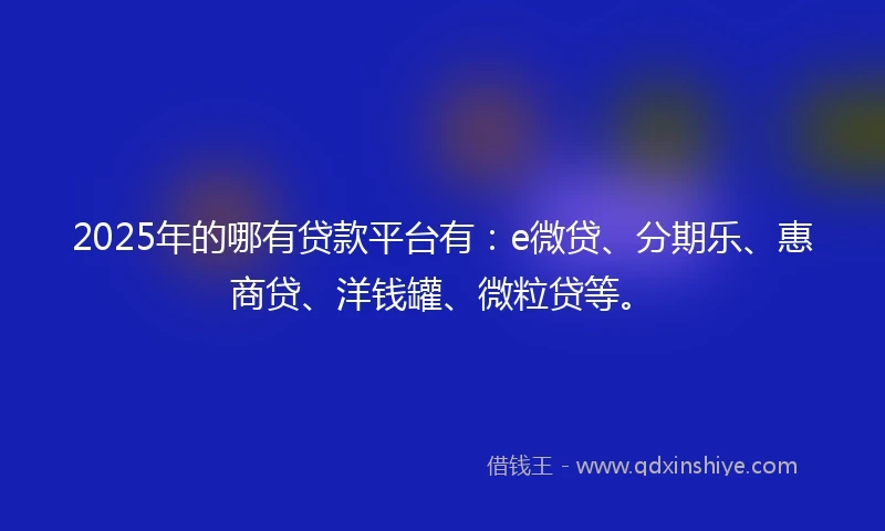 2025年的哪有贷款平台有：e微贷、分期乐、惠商贷、洋钱罐、微粒贷等。