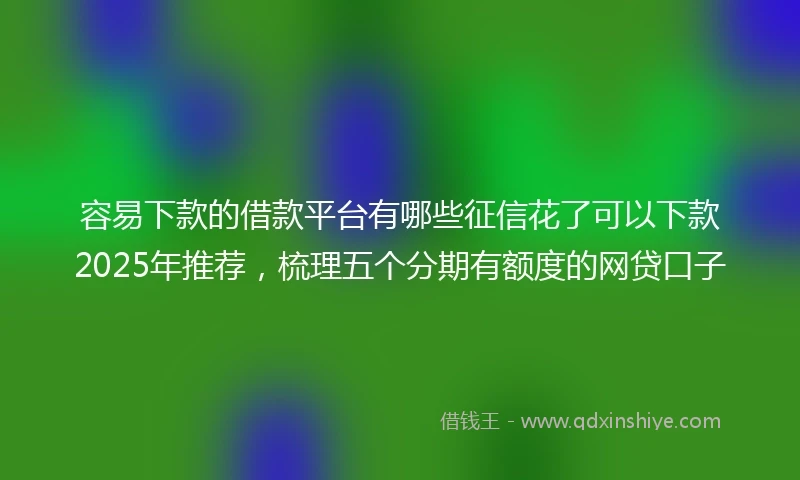 容易下款的借款平台有哪些征信花了可以下款2025年推荐，梳理五个分期有额度的网贷口子