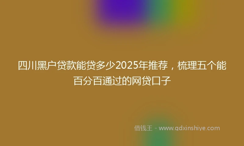 四川黑户贷款能贷多少2025年推荐，梳理五个能百分百通过的网贷口子