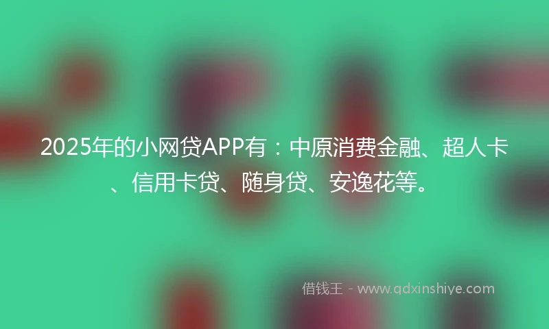 2025年的小网贷APP有：中原消费金融、超人卡、信用卡贷、随身贷、安逸花等。