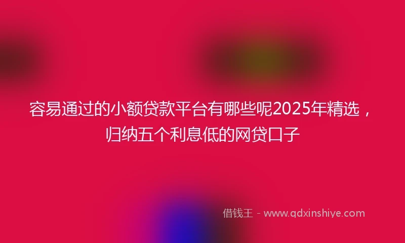 容易通过的小额贷款平台有哪些呢2025年精选，归纳五个利息低的网贷口子