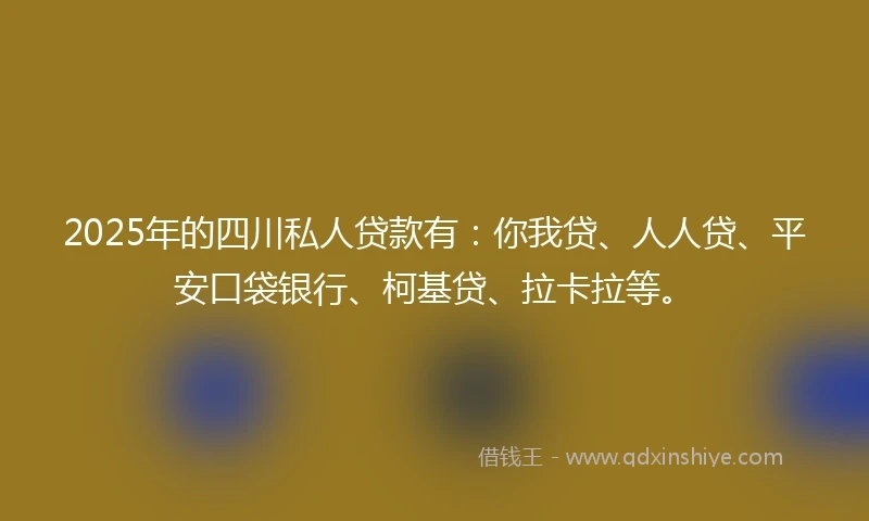 2025年的四川私人贷款有：你我贷、人人贷、平安口袋银行、柯基贷、拉卡拉等。