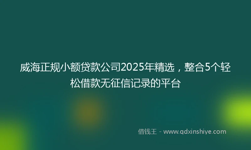 威海正规小额贷款公司2025年精选，整合5个轻松借款无征信记录的平台