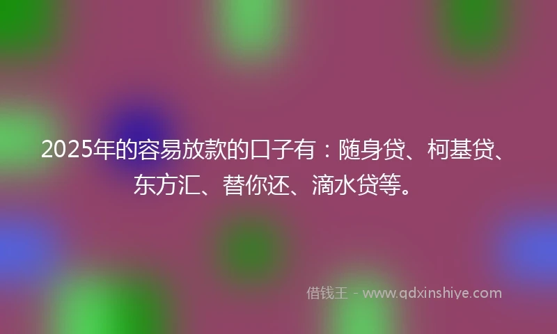 2025年的容易放款的口子有：随身贷、柯基贷、东方汇、替你还、滴水贷等。