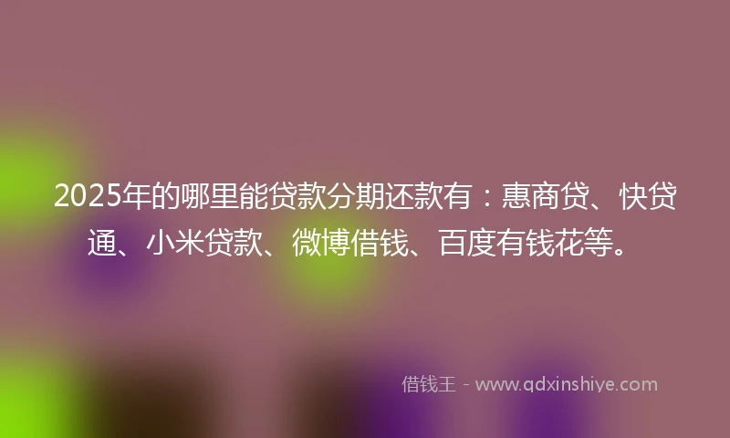 2025年的哪里能贷款分期还款有：惠商贷、快贷通、小米贷款、微博借钱、百度有钱花等。