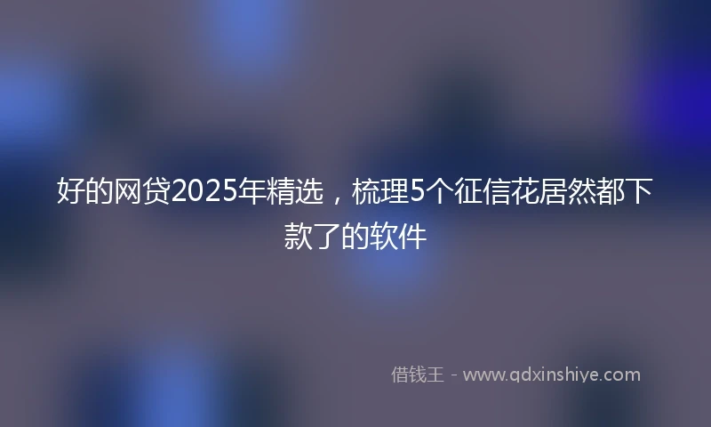 好的网贷2025年精选，梳理5个征信花居然都下款了的软件