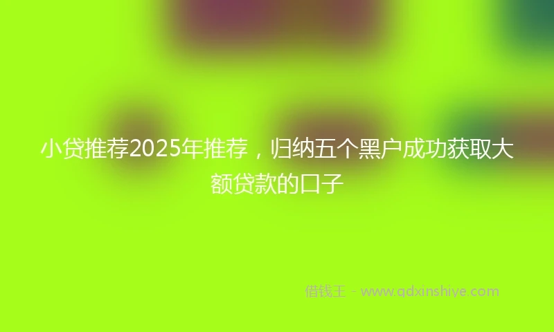 小贷推荐2025年推荐，归纳五个黑户成功获取大额贷款的口子