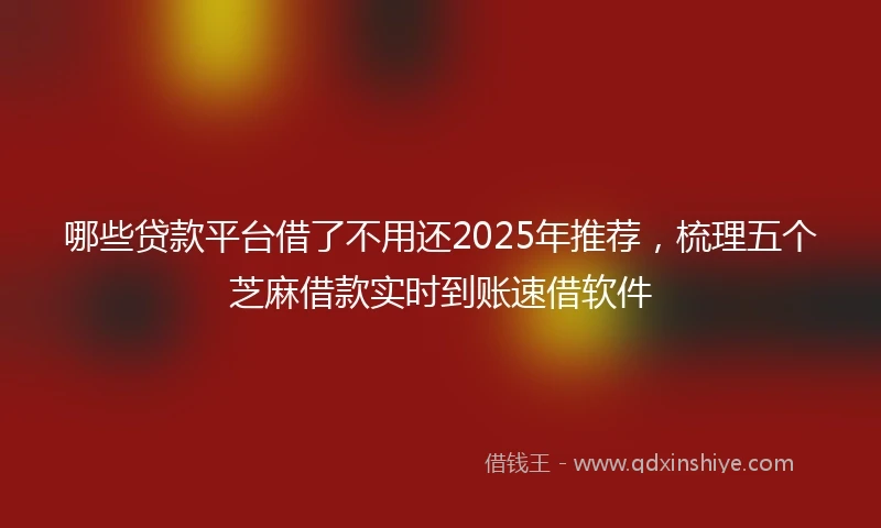 哪些贷款平台借了不用还2025年推荐，梳理五个芝麻借款实时到账速借软件
