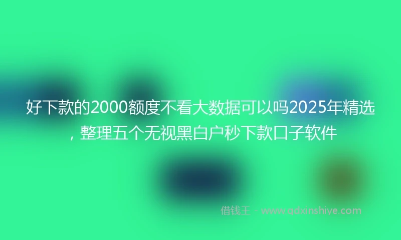 好下款的2000额度不看大数据可以吗2025年精选，整理五个无视黑白户秒下款口子软件