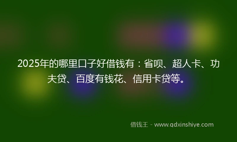 2025年的哪里口子好借钱有：省呗、超人卡、功夫贷、百度有钱花、信用卡贷等。