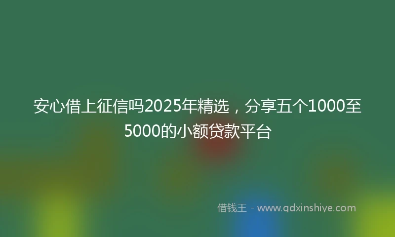 安心借上征信吗2025年精选，分享五个1000至5000的小额贷款平台