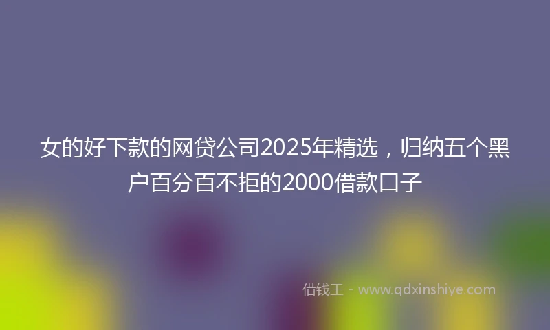 女的好下款的网贷公司2025年精选，归纳五个黑户百分百不拒的2000借款口子