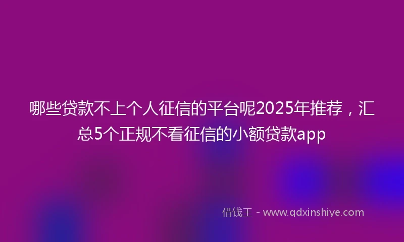 哪些贷款不上个人征信的平台呢2025年推荐，汇总5个正规不看征信的小额贷款app