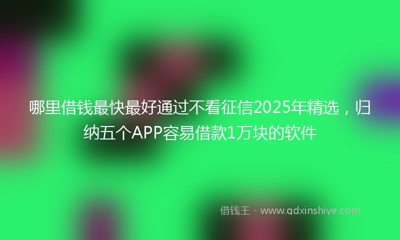 哪里借钱最快最好通过不看征信2025年精选，归纳五个APP容易借款1万块的软件