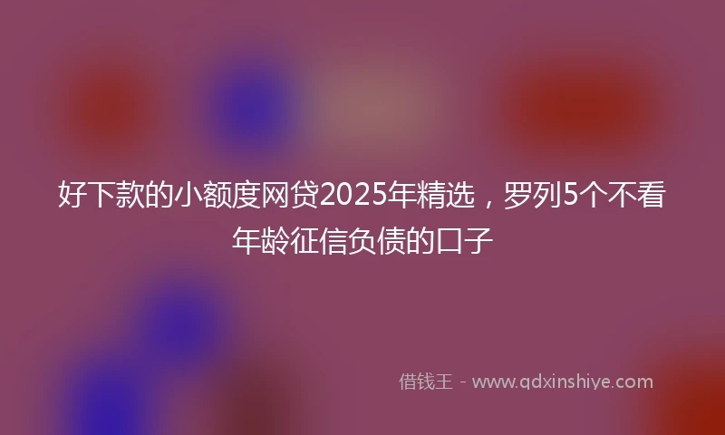 好下款的小额度网贷2025年精选，罗列5个不看年龄征信负债的口子