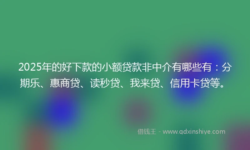 2025年的好下款的小额贷款非中介有哪些有：分期乐、惠商贷、读秒贷、我来贷、信用卡贷等。