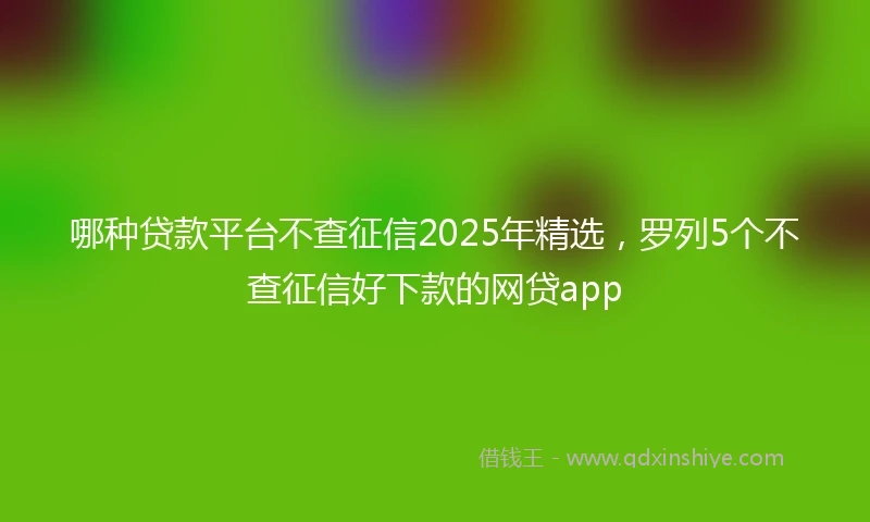 哪种贷款平台不查征信2025年精选，罗列5个不查征信好下款的网贷app