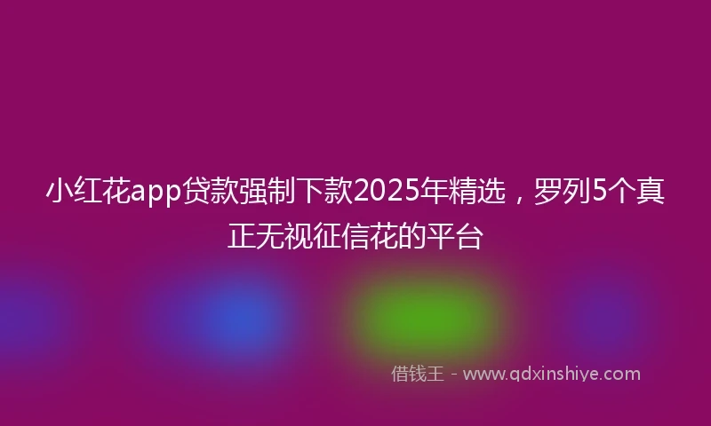 小红花app贷款强制下款2025年精选，罗列5个真正无视征信花的平台