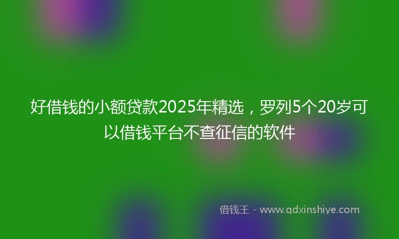好借钱的小额贷款2025年精选，罗列5个20岁可以借钱平台不查征信的软件