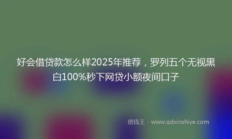好会借贷款怎么样2025年推荐，罗列五个无视黑白100%秒下网贷小额夜间口子