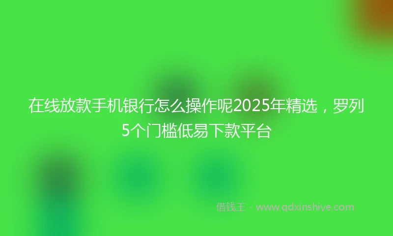 在线放款手机银行怎么操作呢2025年精选，罗列5个门槛低易下款平台
