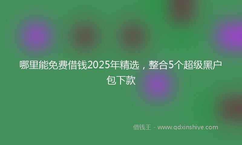 哪里能免费借钱2025年精选，整合5个超级黑户包下款