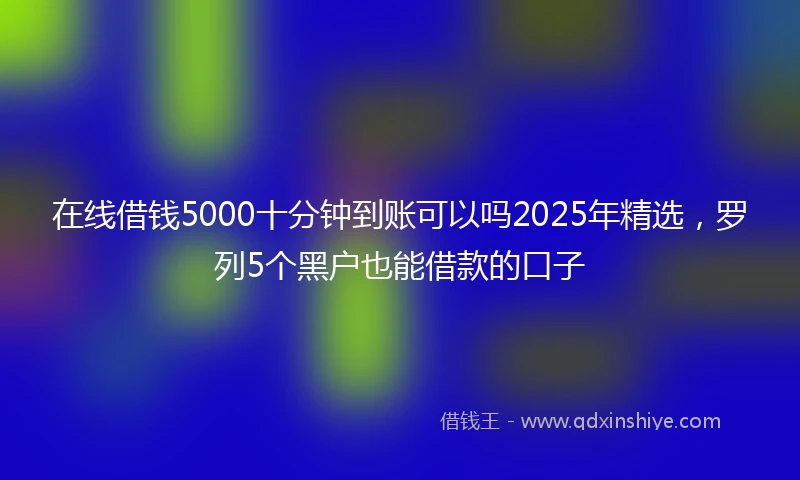 在线借钱5000十分钟到账可以吗2025年精选,罗列5个黑户也能借款的口子