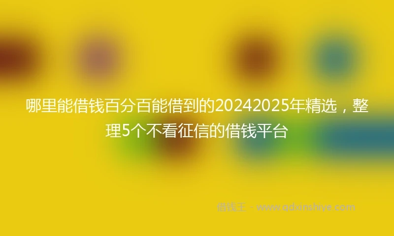 哪里能借钱百分百能借到的20242025年精选，整理5个不看征信的借钱平台