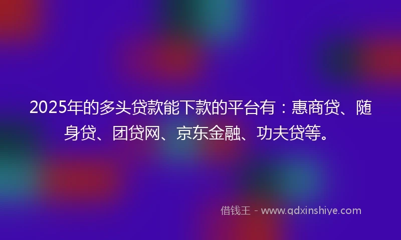 2025年的多头贷款能下款的平台有：惠商贷、随身贷、团贷网、京东金融、功夫贷等。
