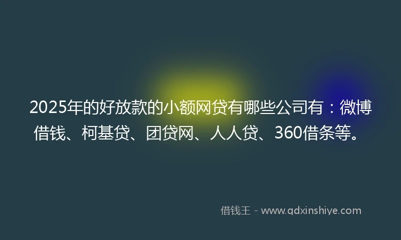 2025年的好放款的小额网贷有哪些公司有：微博借钱、柯基贷、团贷网、人人贷、360借条等。