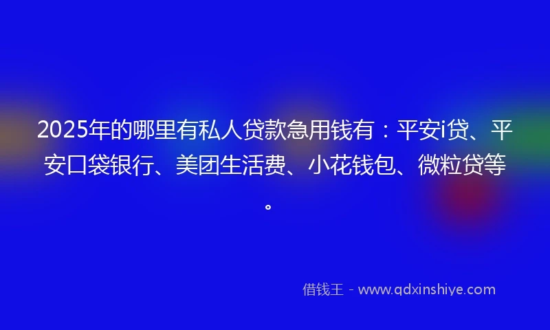 2025年的哪里有私人贷款急用钱有：平安i贷、平安口袋银行、美团生活费、小花钱包、微粒贷等。