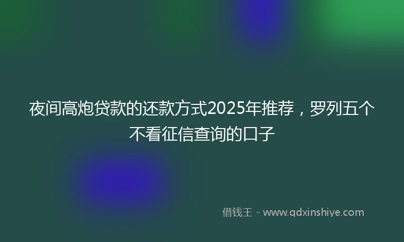 夜间高炮贷款的还款方式2025年推荐，罗列五个不看征信查询的口子