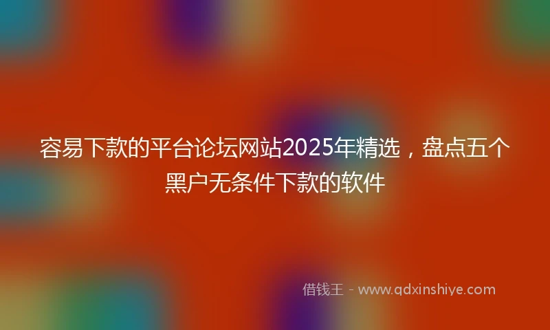 容易下款的平台论坛网站2025年精选，盘点五个黑户无条件下款的软件