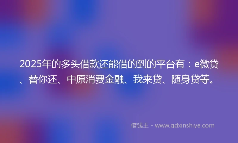 2025年的多头借款还能借的到的平台有：e微贷、替你还、中原消费金融、我来贷、随身贷等。