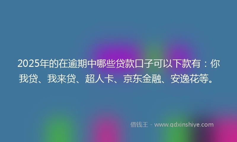 2025年的在逾期中哪些贷款口子可以下款有：你我贷、我来贷、超人卡、京东金融、安逸花等。