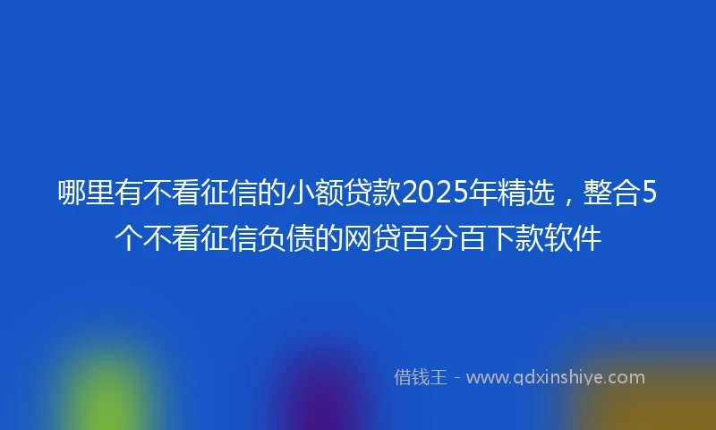 哪里有不看征信的小额贷款2025年精选，整合5个不看征信负债的网贷百分百下款软件