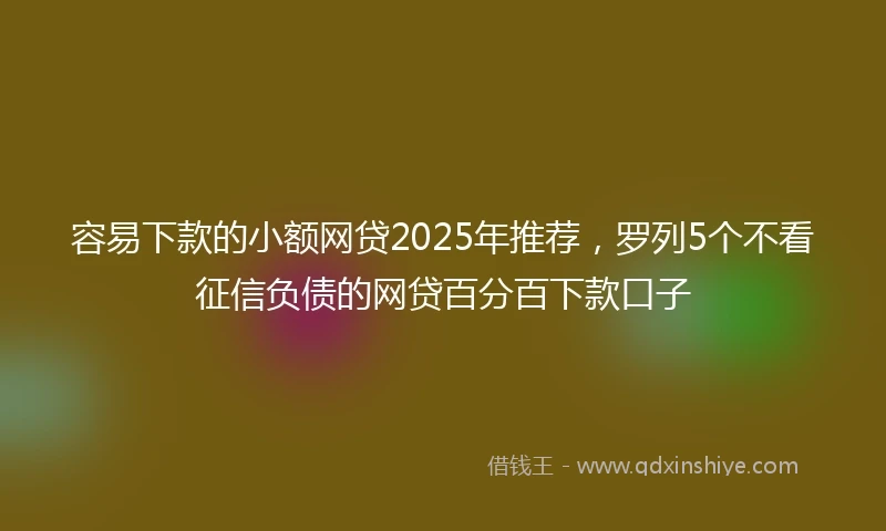 容易下款的小额网贷2025年推荐，罗列5个不看征信负债的网贷百分百下款口子